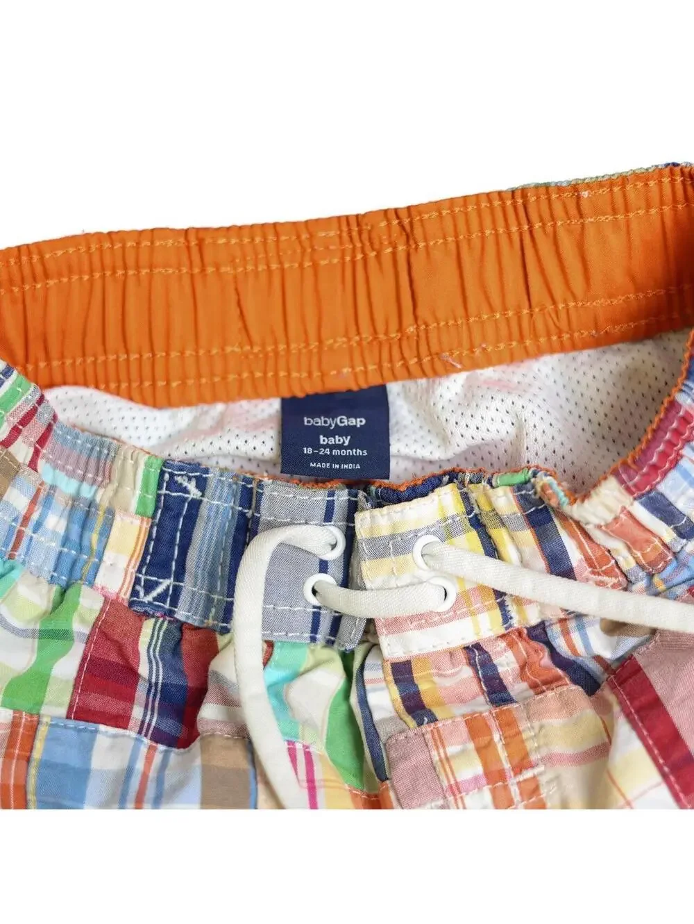 Baby Gap Patchwork Madras Plaid Swim Trunks m